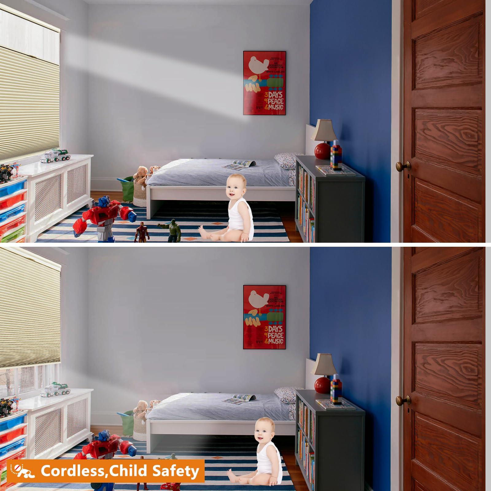 Persilux Persilux Top Down Bottom Up Cellular Cordless Shades with Sheer, Blackout Honeycomb Window Blinds for Windows Shade, Noise Reduction Room Darkening Cellular Blinds & Shades (20"W x 78"H, Light Beige)