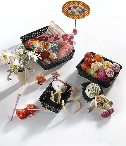 Curver Curver 203415 Rattan-Look Office Basket, A6 Size, Polypropylene, Chocolate, chocolate, 19,8 x 14,2 x 6 cm