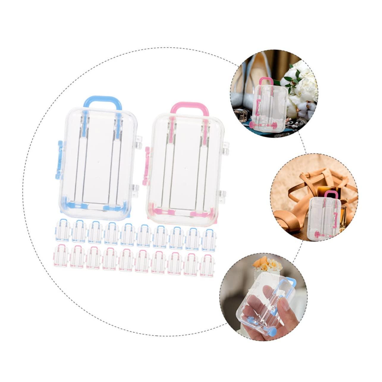 Outanaya Outanaya 24pcs Box Trolley Case Wedding Candies Box Suitcase Party Decorations Bridal Decorations Mini Candy Boxes Sucase Favor Boxes for Wedding Trolley Case for Wedding Clear Ornaments
