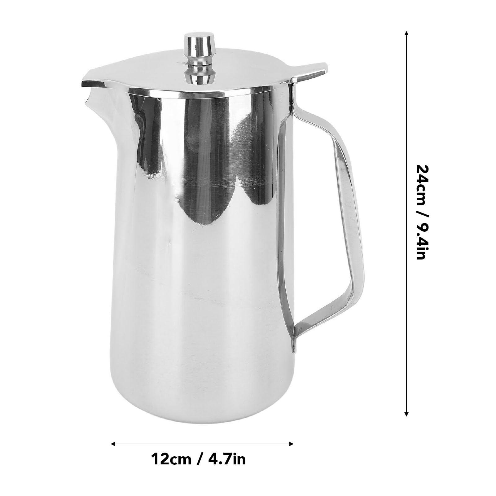 Zoeyilan Stainless Steel Pitcher with Handle, Stainless Steel Water Pitcher, Water Kettle with Lid, Stainless Steel Teapot, 2L Water Pitcher with Ergonomic Handle Juice Cold Beverage Jug