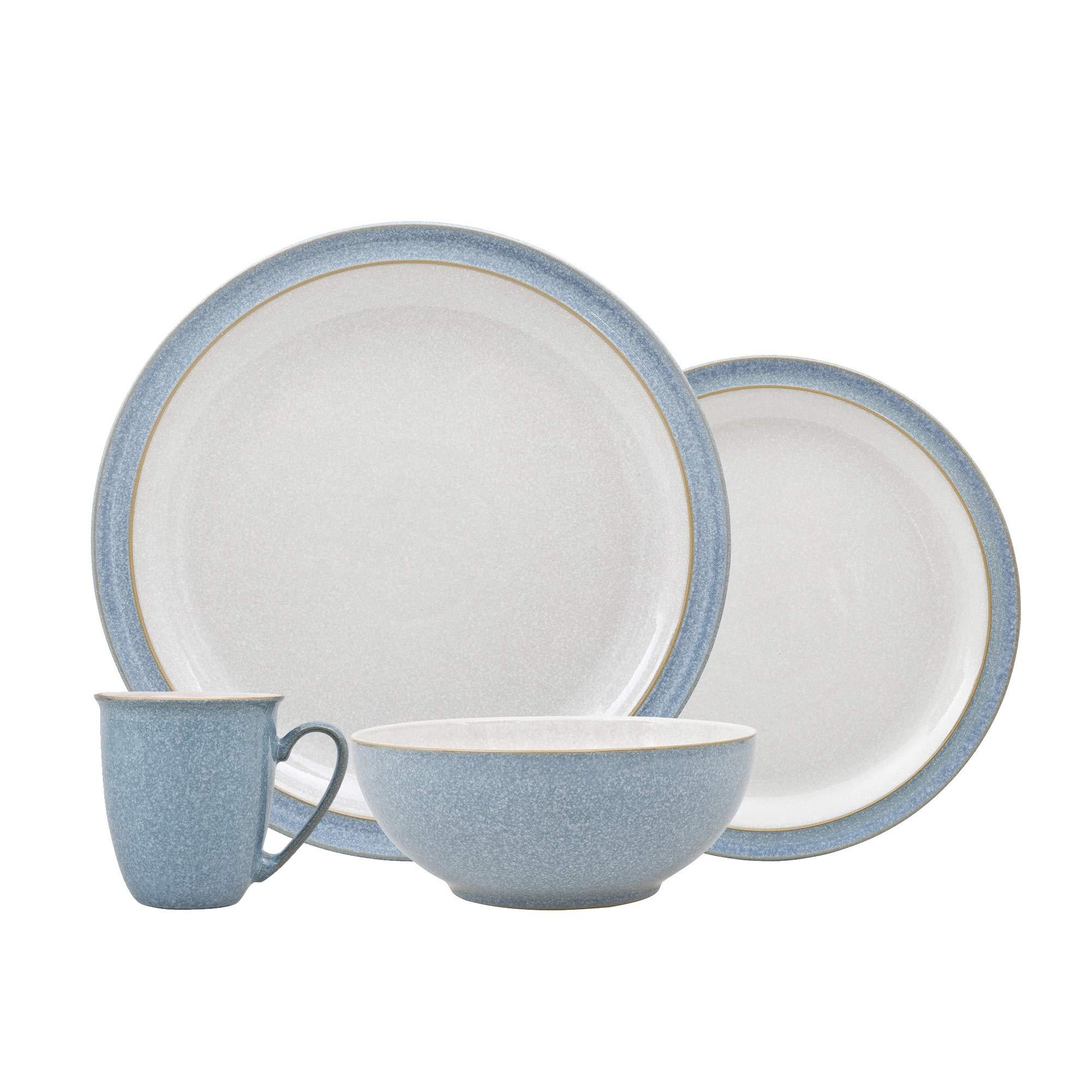 Denby Denby Dinnerware Set, Stoneware, Blue, 4 Pieces