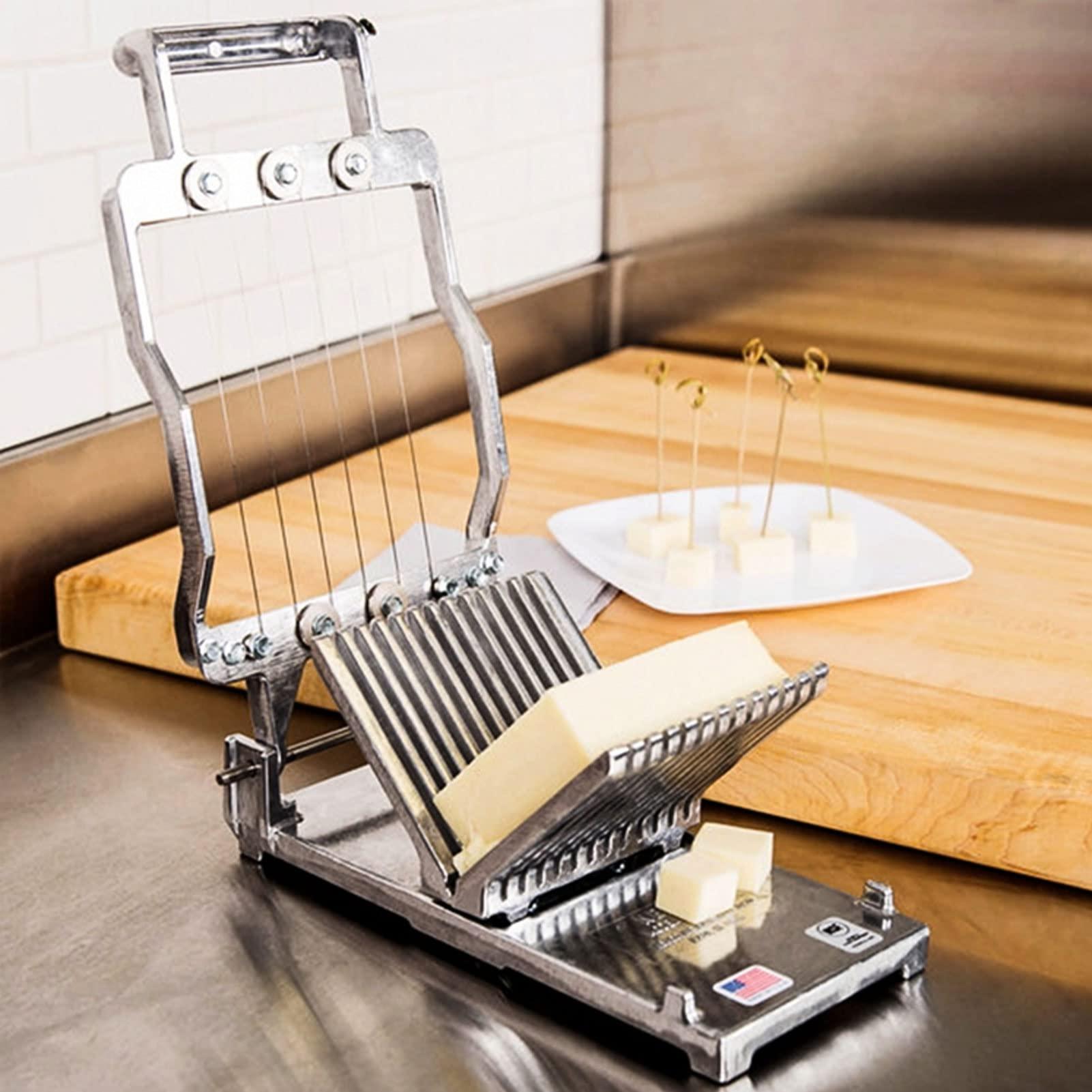 ZBJDX ZBJDX Commercial Cheese Slicer 1cm&2cm Stainless Steel Cutter Cheese Cutter Butter Cutting for Cheese Tofu Slicing Vegetables Fruit Kitchen Cooking DIY Baking Tool (Silver)