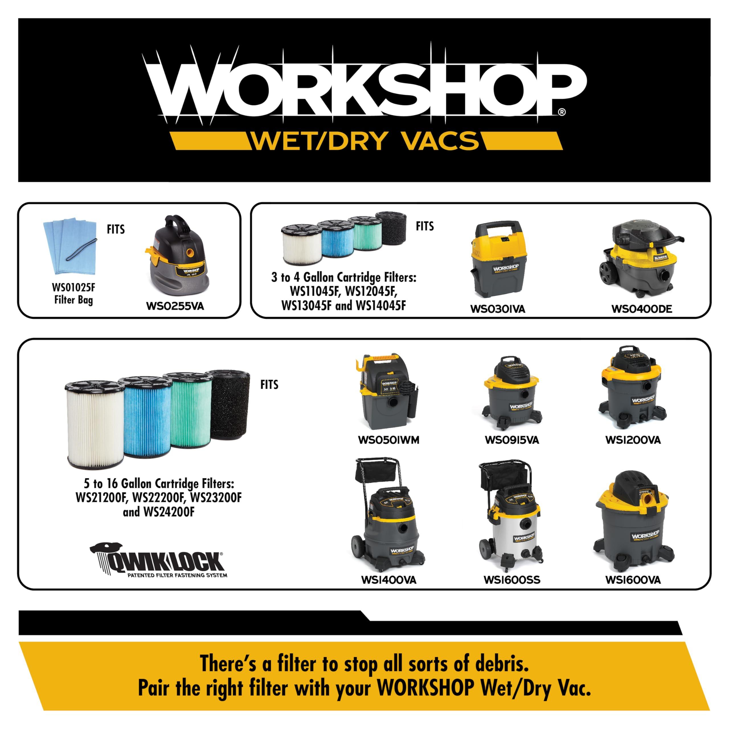 WORKSHOP Wet/Dry Vacs WORKSHOP Wet/Dry Vacs Vacuum Accessories WS25051A Gutter Cleaning Kit for Wet Dry Vacuum Cleaners, 2-1/2-Inch Wet/Dry Shop Vacuum Attachments Designed For Cleaning and Blowing Debris from Gutters