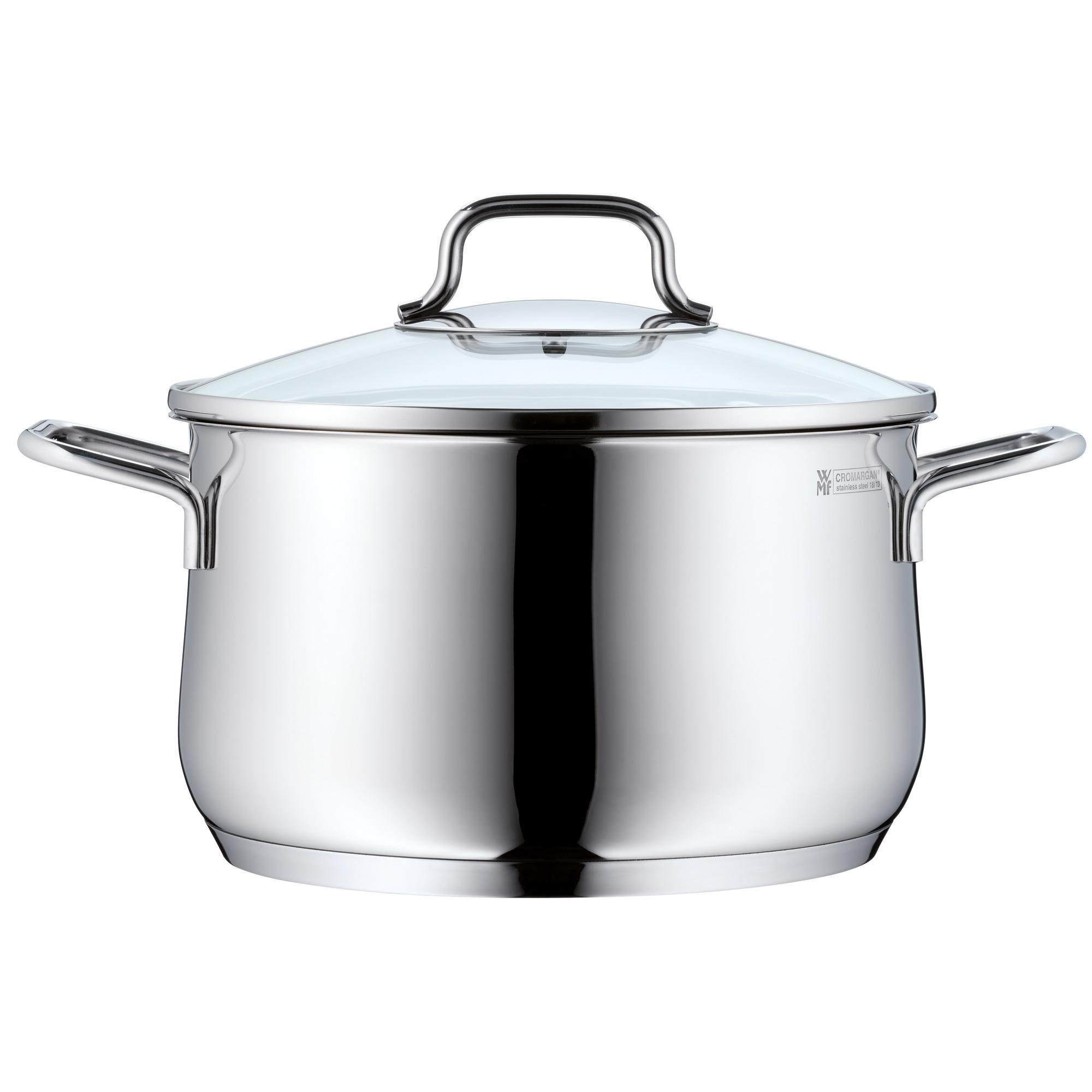 WMF WMF Brilliant 6-Piece Induction Saucepan Set with Glass Lid, Matt Cromargan Stainless Steel, Induction Pots Set, Uncoated
