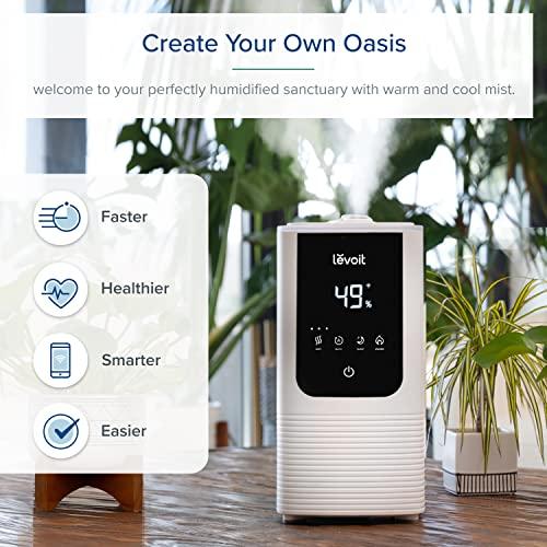 LEVOIT LEVOIT Humidifiers for Bedroom Home, Smart Warm and Cool Mist Air Humidifier for Large Room, Auto Customized Humidity, Fast Symptom Relief, Easy Top Fill, Essential Oil, Quiet, OasisMist4.5L, White