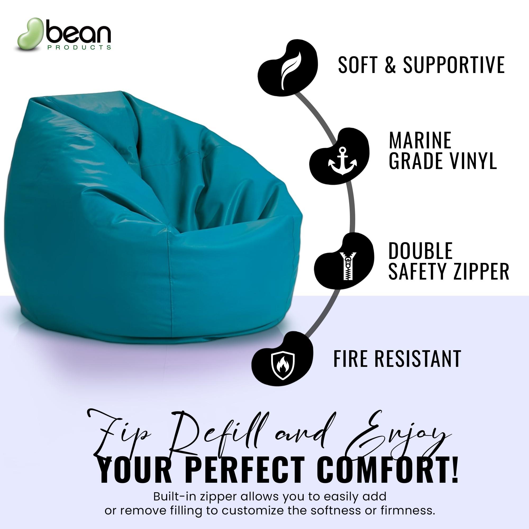 Bean Products Bean Products Small Vinyl Bean Bag Chair | Filled w/Polystyrene Beads & CertiPUR Foam | Made in USA | 31”W, 33”L, 20”H | 15lb | Available in 2 Sizes | Perfect for Teens & Kids | Purple