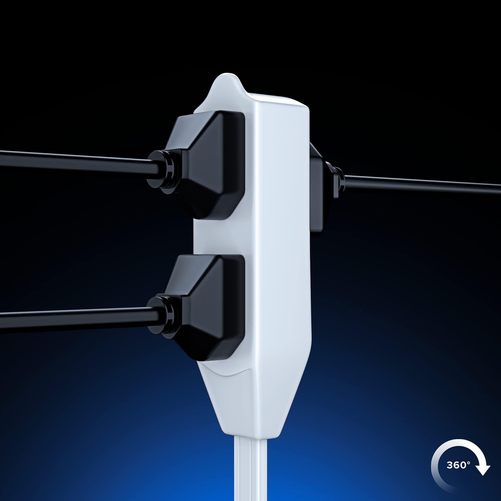 Maximm Maximm Cable 2 Ft 360 Rotating Flat Plug Extension Cord/Wire, 16 AWG Multi 3 Outlet Extension Wire, 3 Prong Grounded Wire - White - UL Certified