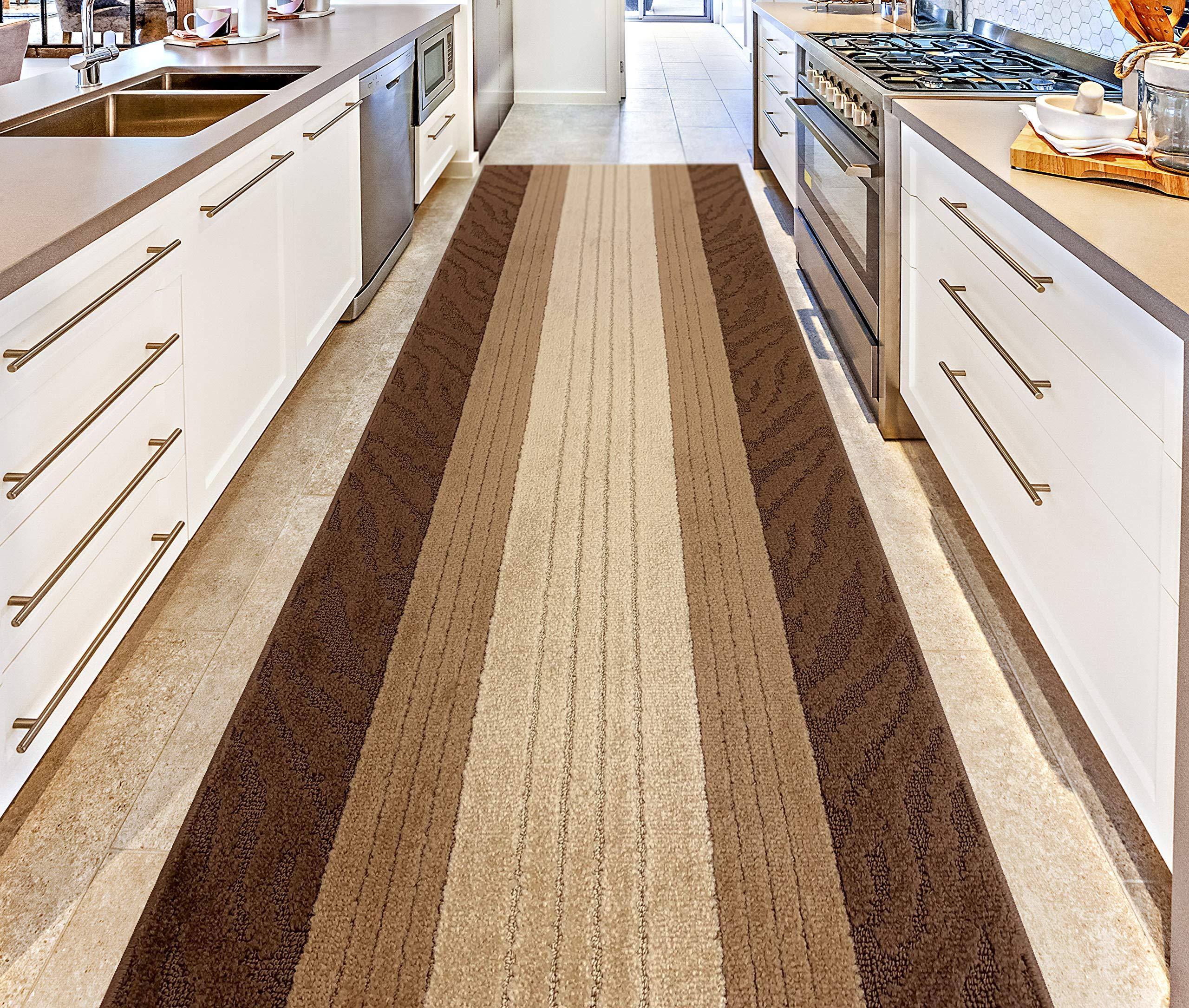 REMNAZ HOME DECOR Custom Length Special Size Non-Slip Carpet Runner Rug for Long Narrow Hallways, Prevent Slippery Cold Floors, Retro Brown, 25 '' X 15 '