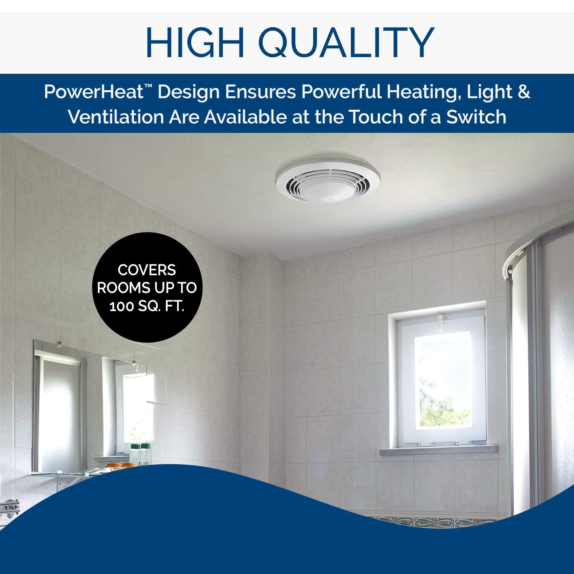 Broan-NuTone Broan-Nutone QT9093WH Heater, Fan, and Light Combo for Bathroom and Home, 4.0 Sones, 1500-Watt Heater and 100-Watt Light, 110 CFM , White, Medium