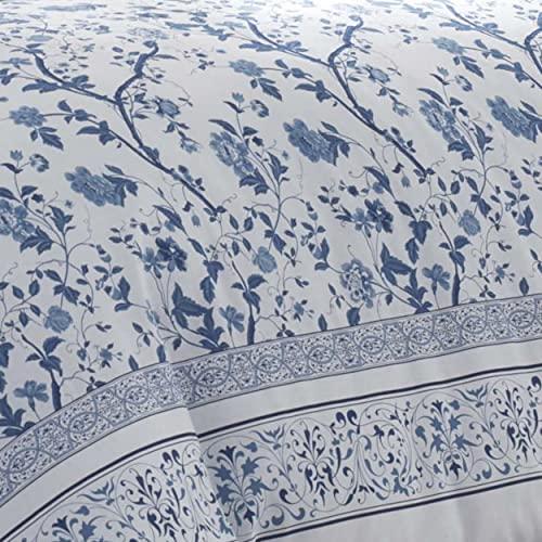 Laura Ashley Laura Ashley Home - Twin Comforter Set, Cotton Bedding with Matching Sham & Bed Skirt, Stylish Home Decor (Charlotte Blue, Twin)