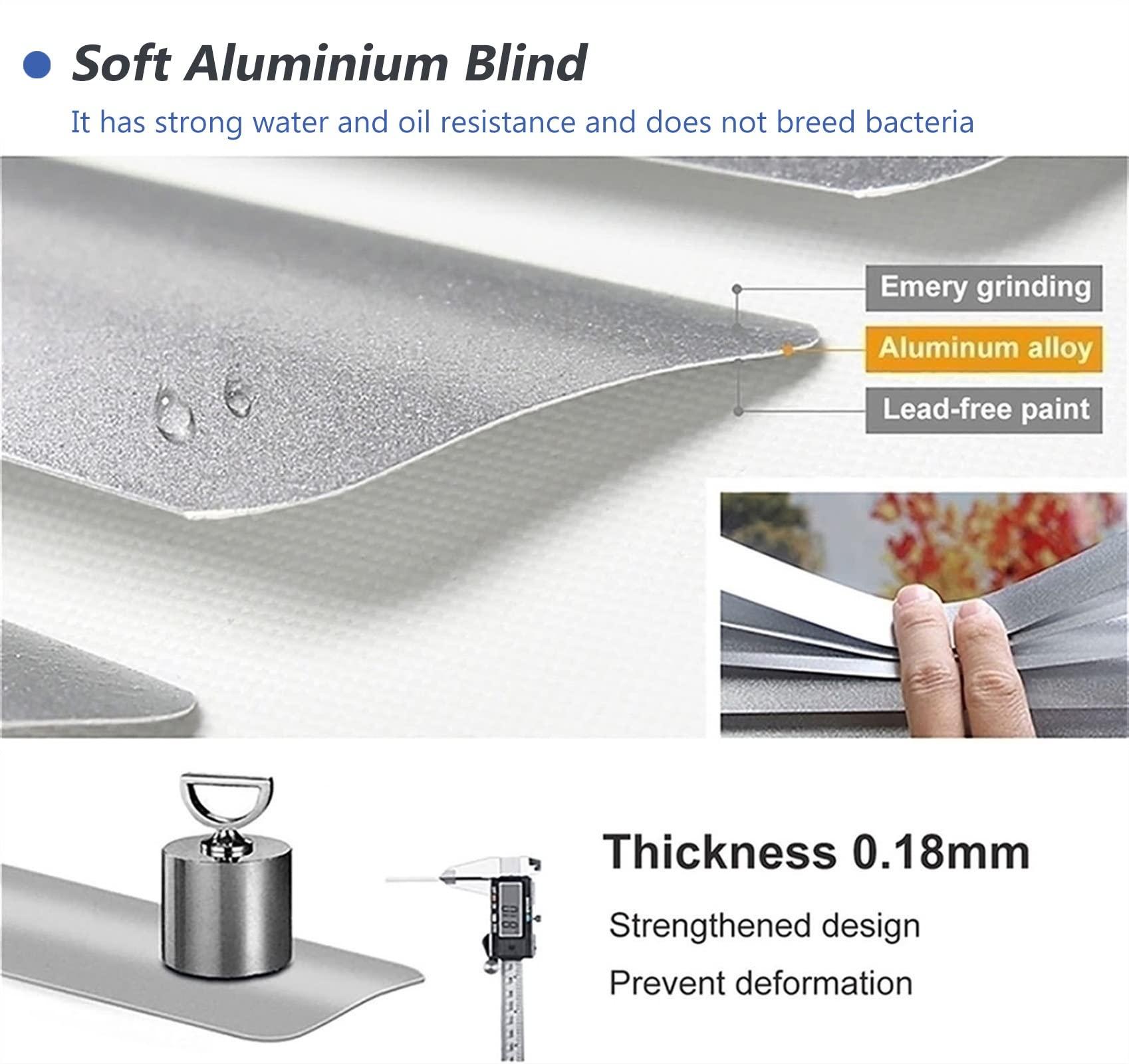 JLXJYS JLXJYS Office Bathroom Aluminum Venetian Blinds - White Waterproof Privacy Screen Sun Shade, 75cm/95cm/115cm/135cm/155cm Wide (Size : 135x220cm(53"x86.6"))