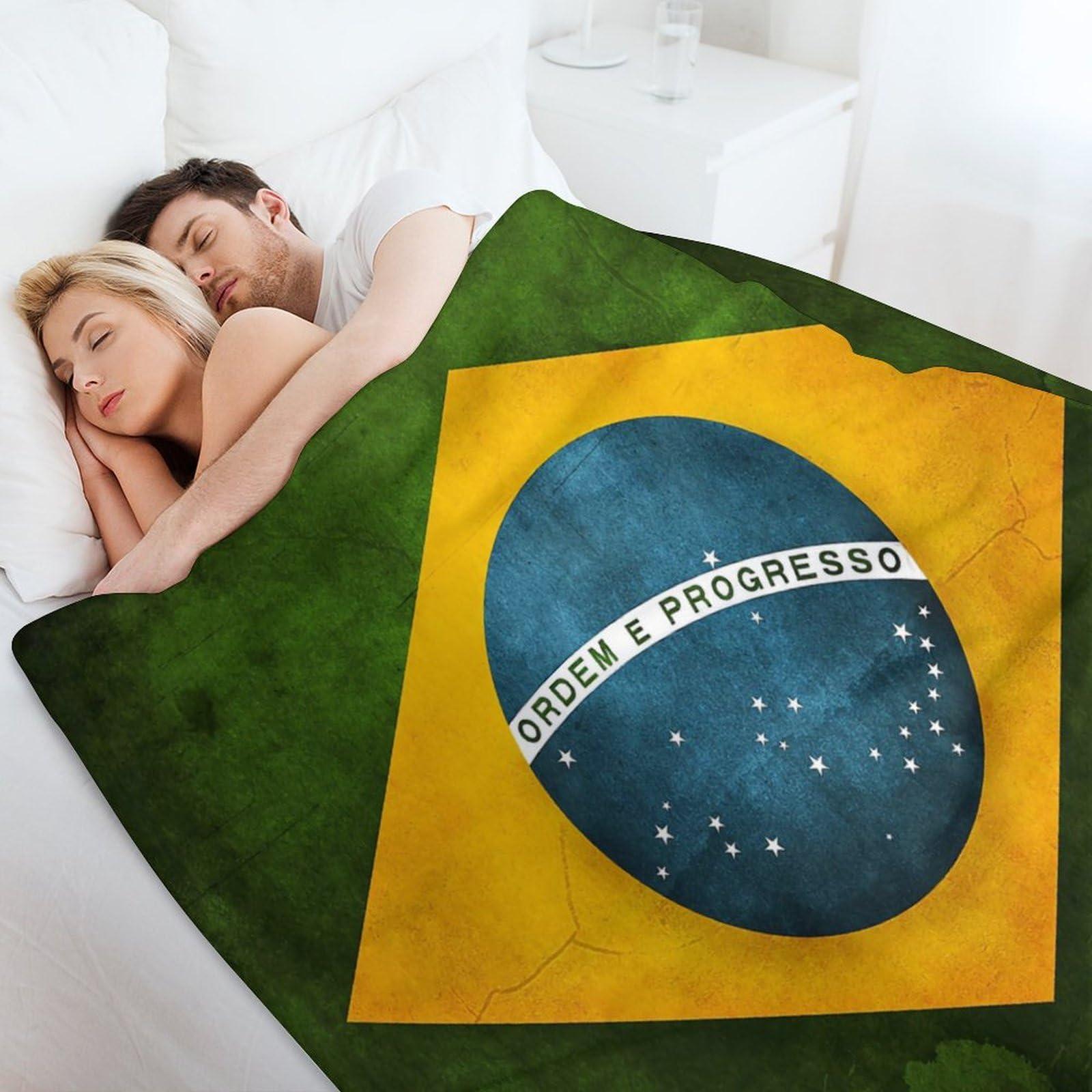 Fattyeery Weighted Blanket B-razil Flag Throw Blankets Cozy Soft King Size Nap All Season 70\"x80\"