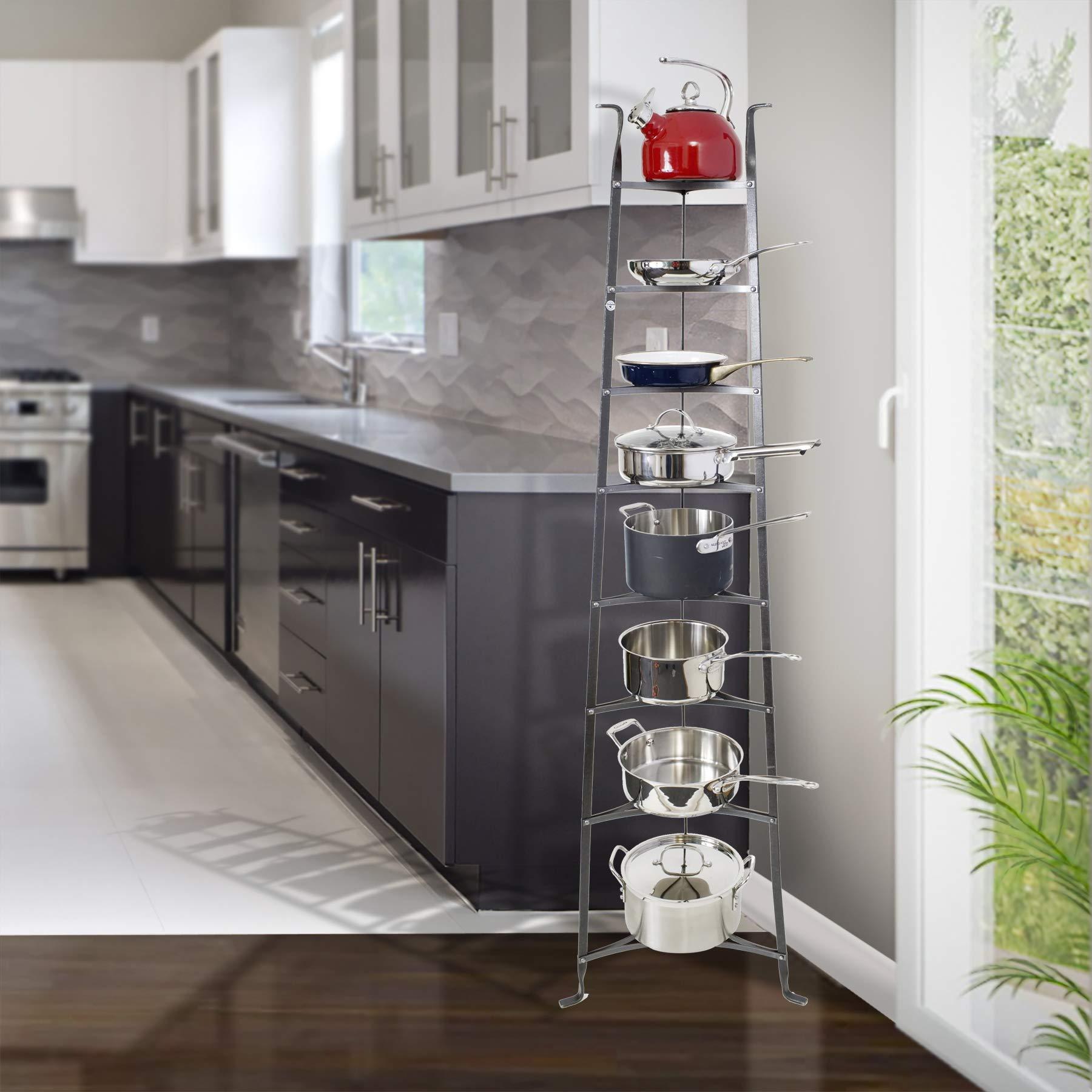 Enclume Enclume 8-Tier Cookware Stand, Free Standing Pot Rack, Hammered Steel ( Unassembled)