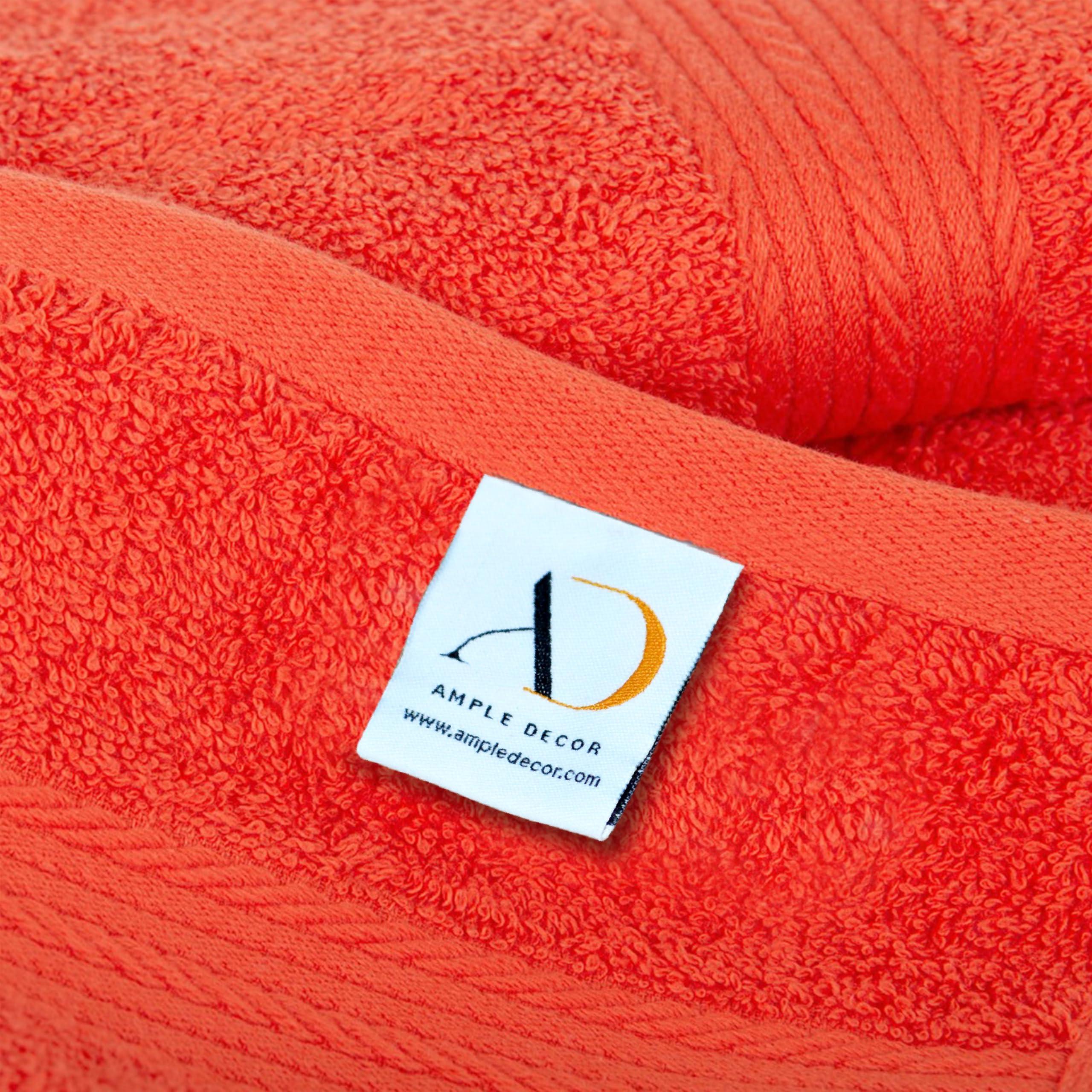 Ample Decor Ample Decor 100% Cotton Luxury 6 Piece Towels Set, 2 Bath Towels, 2 Hand Towels, 2 Wash Cloths for Bathroom - Orange Towel Sets