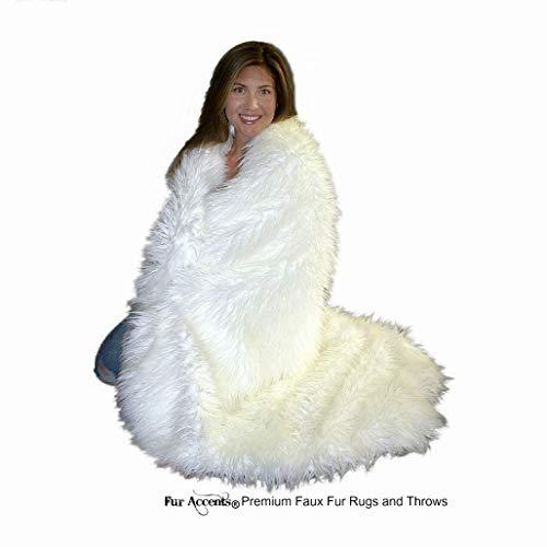 Fur Accents Fur Accents Shaggy Mongolian Long Hair Faux Sheepskin Throw Blanket with Soft Minky Cuddle Fur Lining (4\' x 5\')