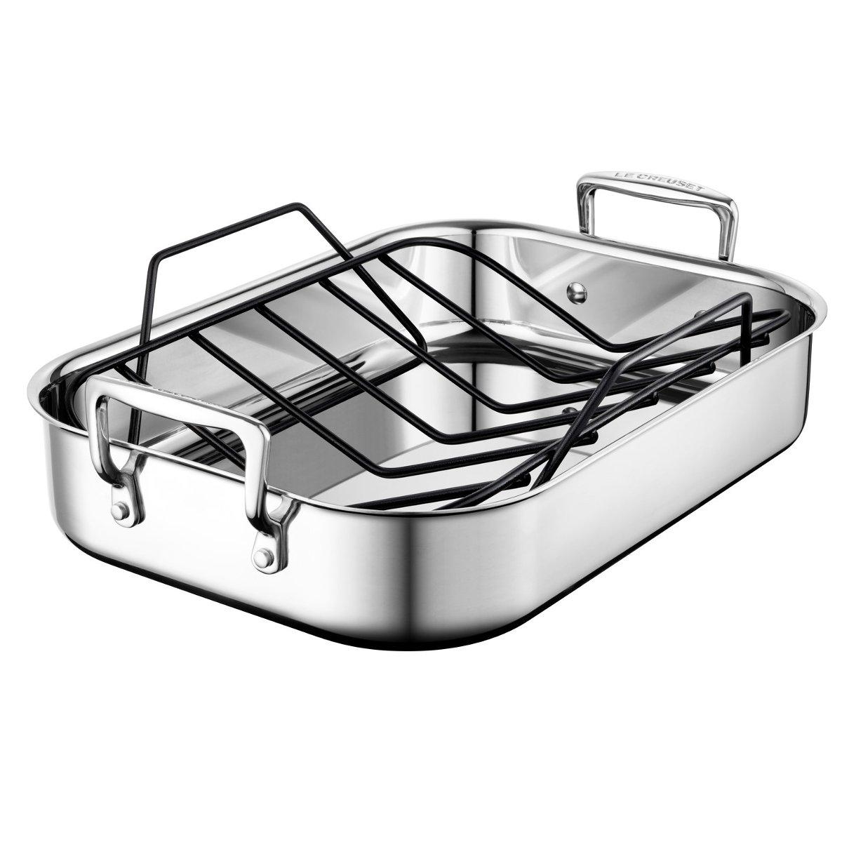Le Creuset Le Creuset Stainless Steel Roasting Pan with Nonstick Rack, 14" x 10"