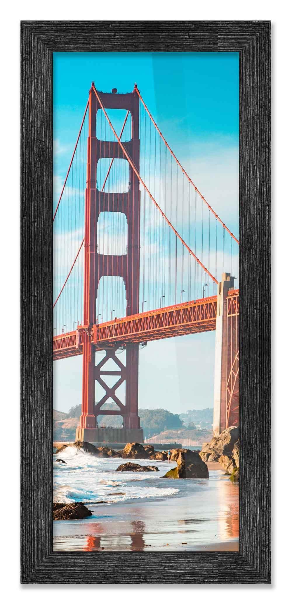 CountryArtHouse 12x35 Frame Black Barnwood Picture Frame - Modern Photo Frame Includes UV Acrylic Shatter Guard Front, Acid Free Foam Backing Board, Hanging Hardware Wood Wall Frames for Family Photos - no Mat