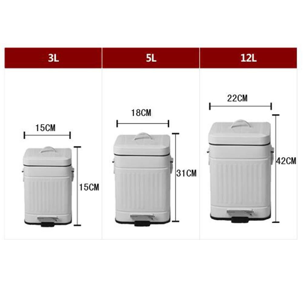 YKLL YKLL Trash Can Retro Metal Step Trash Can Wastebasket,steel Foot Pedal Garbage Trash Can,square Waste Bin With Inner Bucket For Bathroom Powder Room Kitchen Trash Bin (Blue 12L)