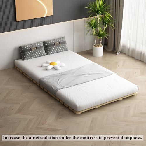 LOBOTOU LOBOTOU Breathable Moisture-Proof Bed Plate, Guest Tatami Mat,Wood Roll-Type Slatted Bed Japanese Floor Futon Mattress, Floor Sleep Bedding (Full)
