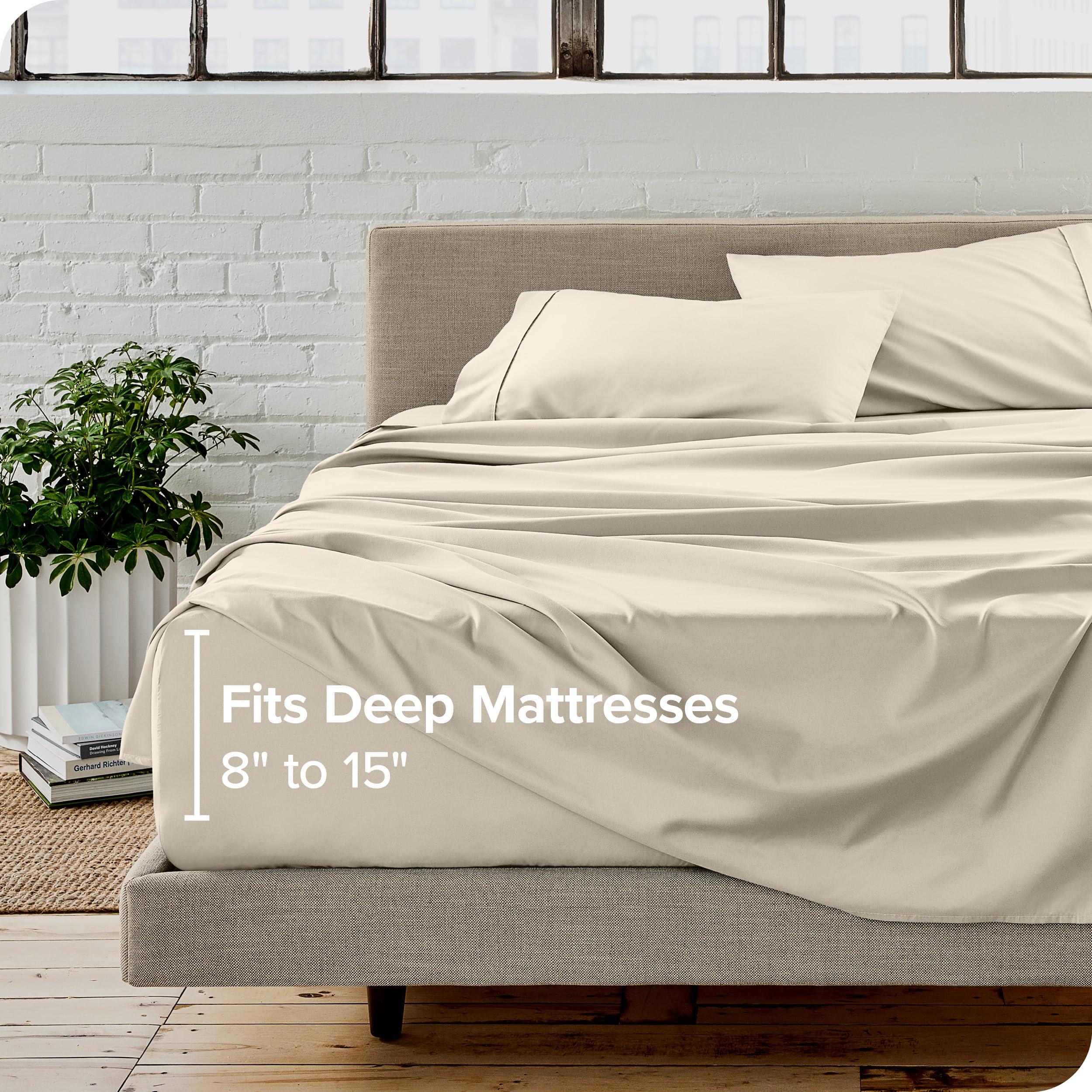 Bare Home Bare Home Split California King Sheet Set - 1800 Ultra-Soft Microfiber Split California King Bed Sheets - Double Brushed - Deep Pockets - Easy Fit - 5 Piece Set - Bed Sheets (Split Cal King, Sand)