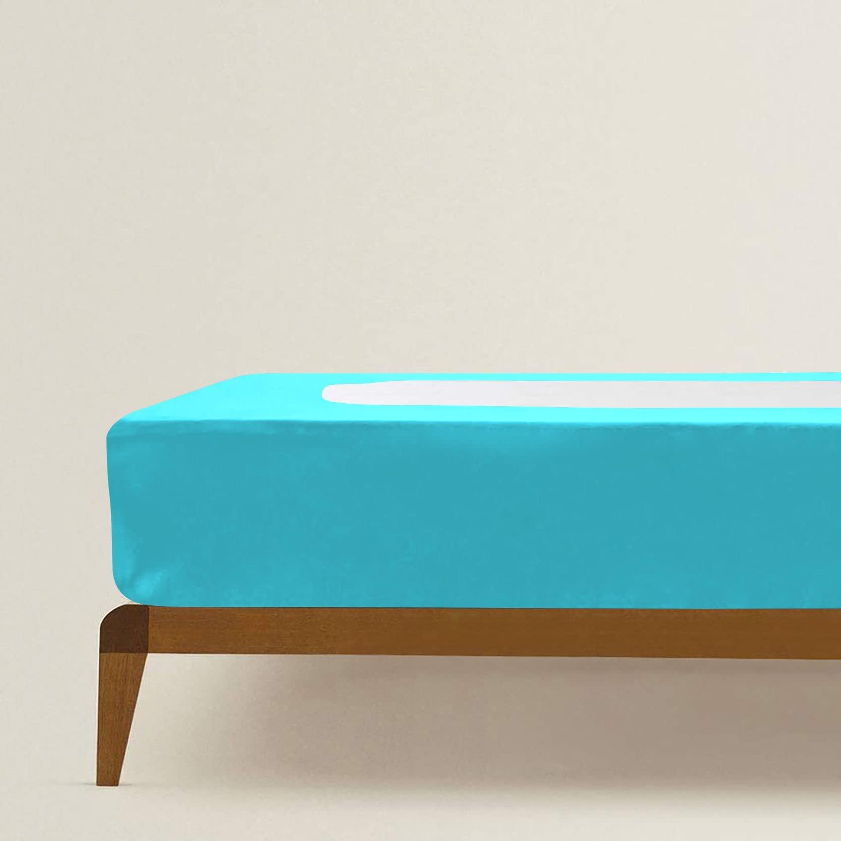 Kings Loft StretchWrap Box Spring Cover - 100% Egyptian Cotton, 1000 Thread Count, Wrap Around 4 Sides Bed Skirt for Hotel & Home, Fits Box Springs up to 28 Inch - King, Turquoise Blue