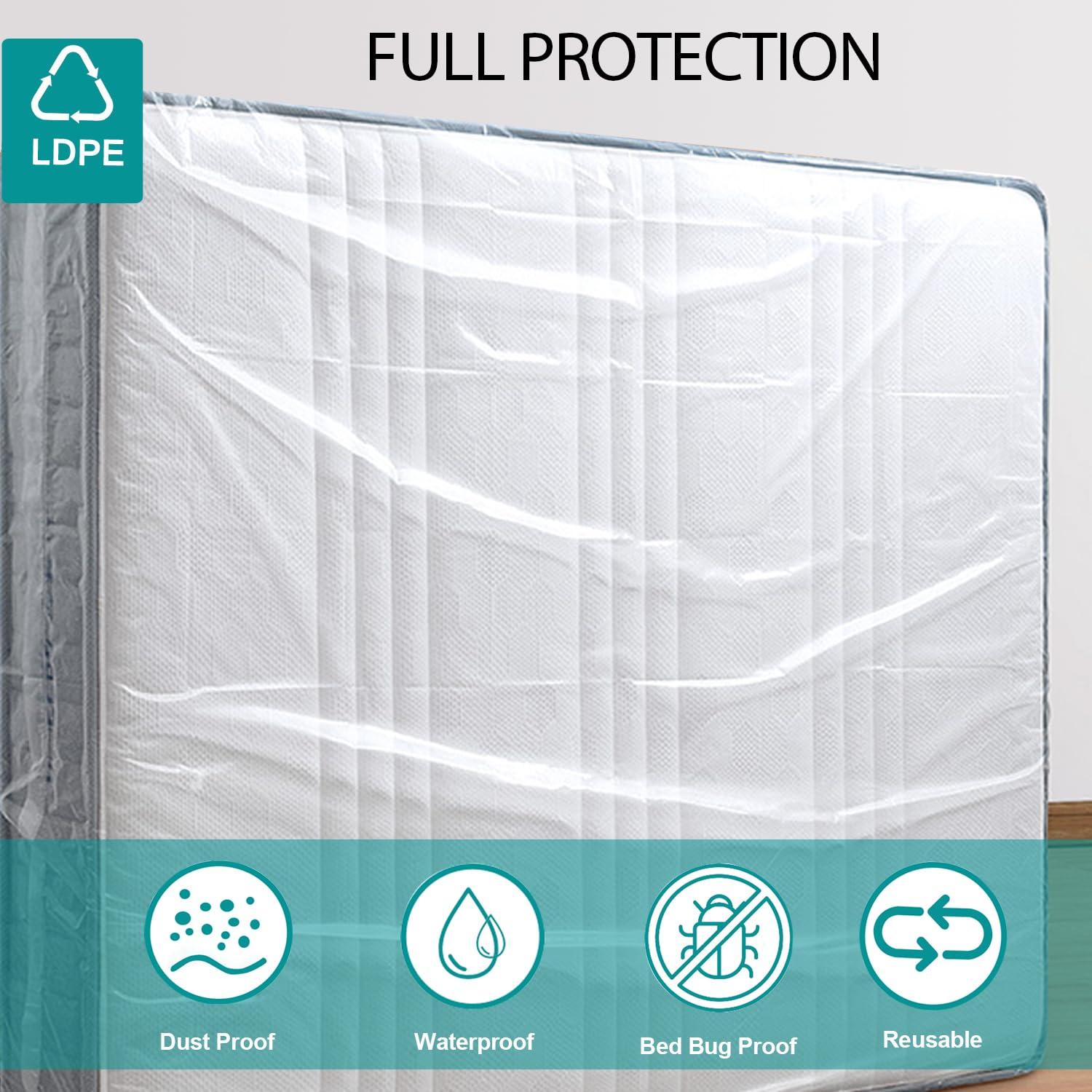 CZXNBI Mattress Bag for Moving Storage - Plastic Waterproof Mattress Protector Cover,Heavy-duty Mattress Moving Supplies (1, King)