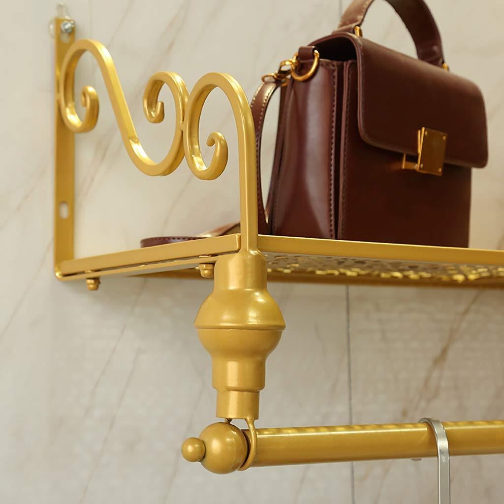 FKhanger Iron Clothes Floating Shelf Rod,Wall Garment Bar Coat Rack with Shelf,Hanger Storage for Clothing Display-60/80/100/120cm (Size : 602720.5cm)