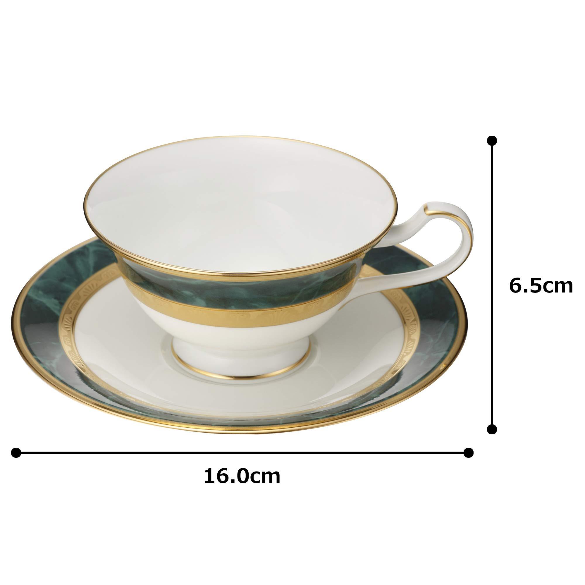 Noritake Noritake Y6988/4712 Noritake Cup & Saucer (Pair Set) (For Both Coffee and Tea) 7.8 fl oz (220 cc), Fitzgerald, 2 Guests, Green, Bone China