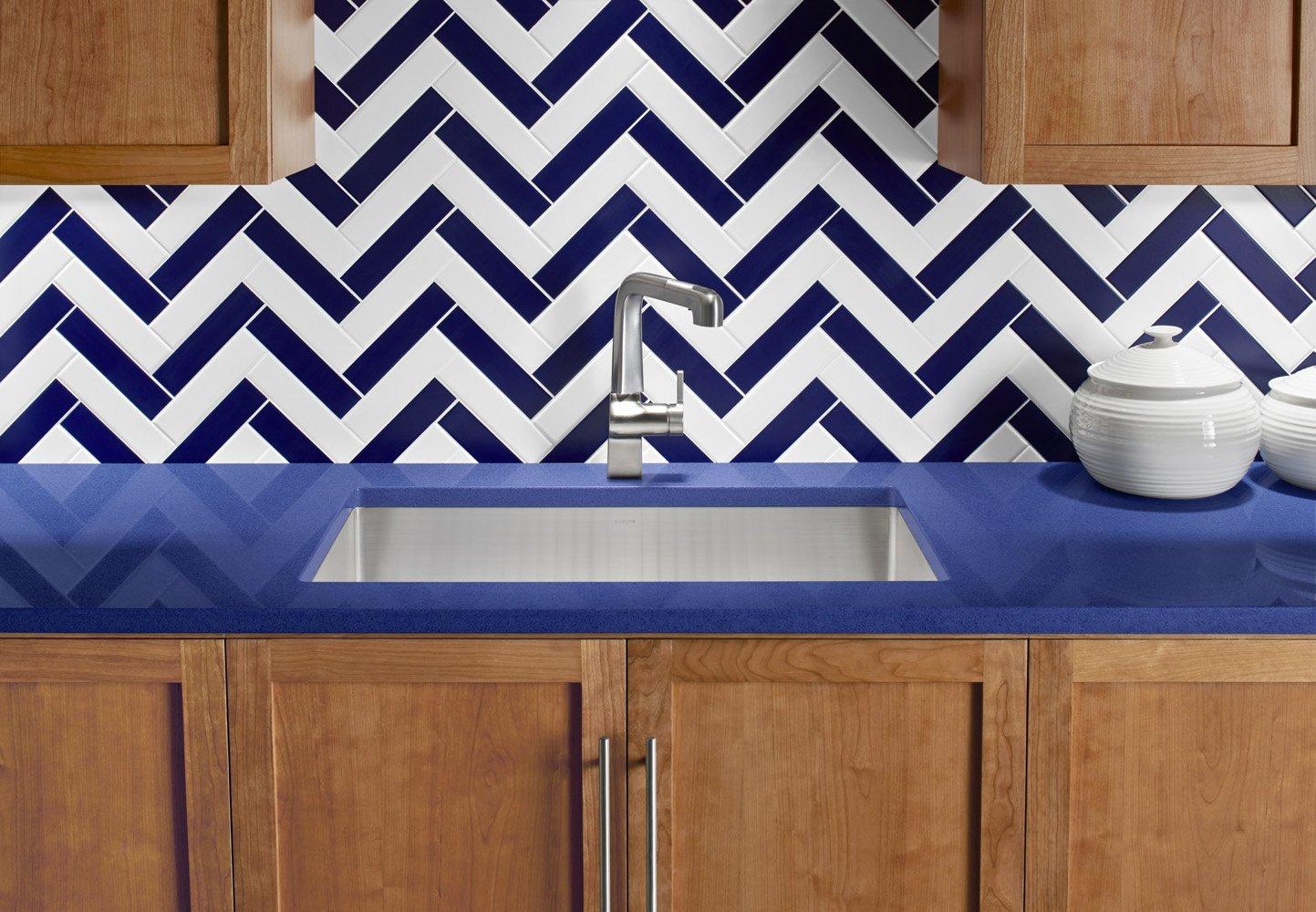 Kohler KOHLER K-5285-NA Strive 32 X 18-1/4 X 9-5/16-Inch Under-Mount Single Bowl Kitchen Sink with Basin Rack, Stainless Steel, 1-Pack