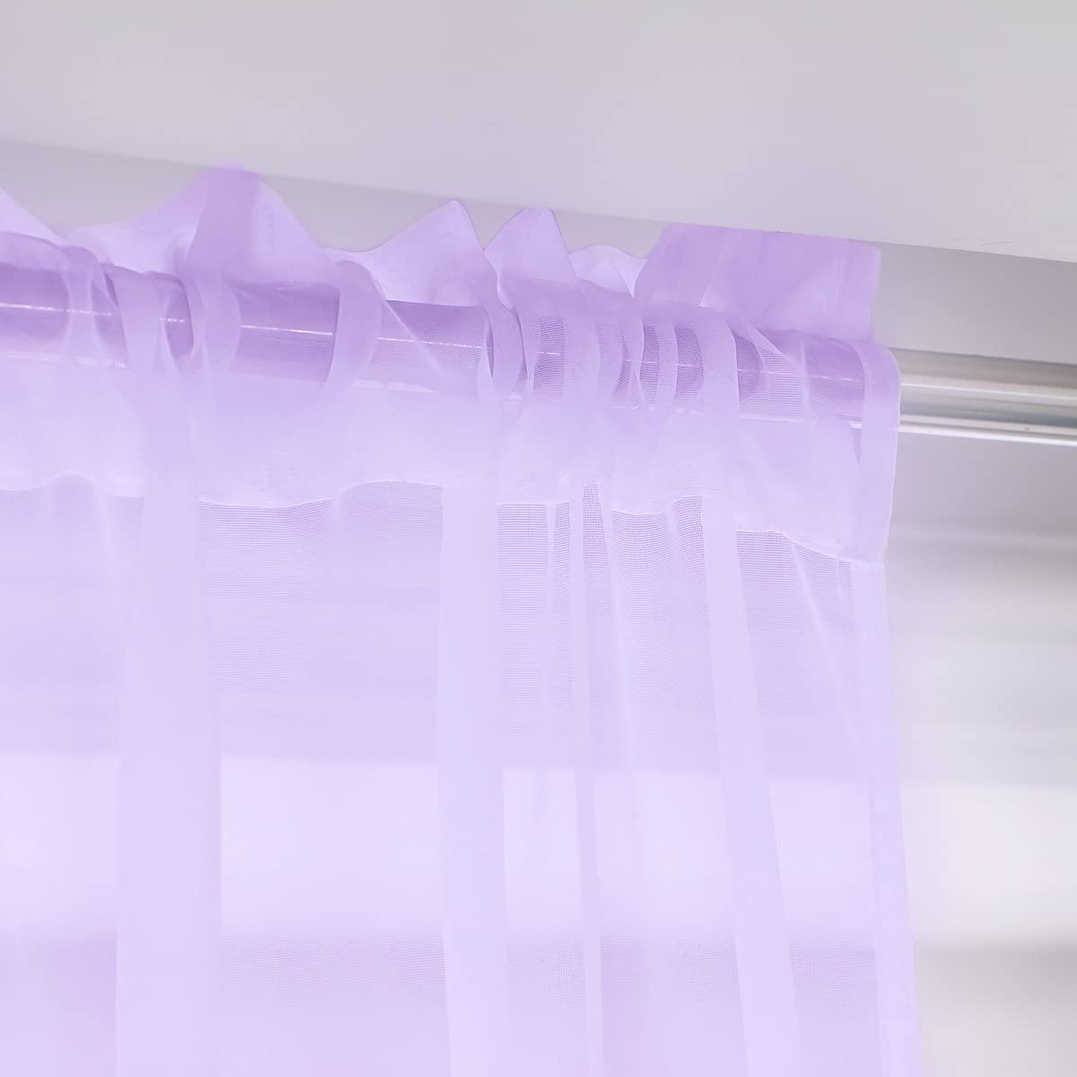 L&TEC Window Purple Sheer Curtains 84 Inches Long 2 Panels Sheer Curtain Basic Rod Pocket Panel for Bedroom Children Living Room Yard Kitchen (Purple, 52" W x 84" L | 2 pcs)