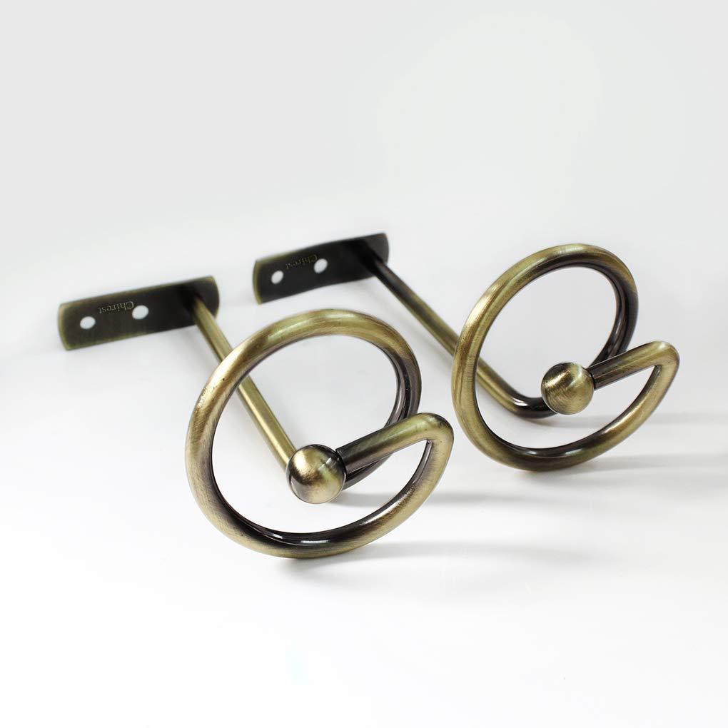 Chimei Curtain Holdbacks Pair, Metal Curtain Pole Tie Backs, Cutain Pole Tiebacks Hooks Bronze Metal, Curtain Rails and Fittings for Home Decor