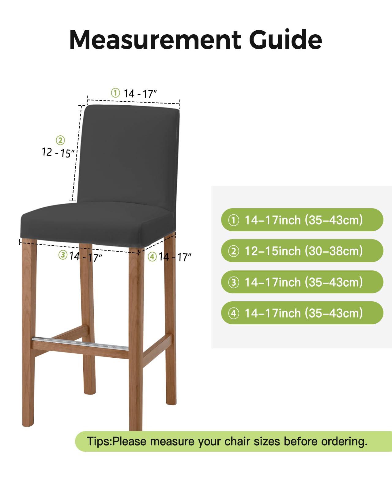 Savannan Savannan Bar Stool Covers with Backrest,Solid Color Farmhouse Decor Aqua Counter Stool Pub Chair Slipcover for Dining Room Barstool Protector Chair Covers Set of 2