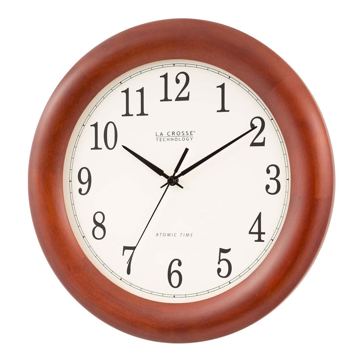 La Crosse Technology La Crosse Technology 12.5 Inch Cherry Wood Atomic Analog Clock (WT-3122A-INT)