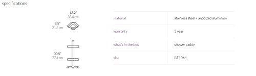 simplehuman simplehuman Corner Shower Caddy, Stainless Steel and Anodized Aluminum