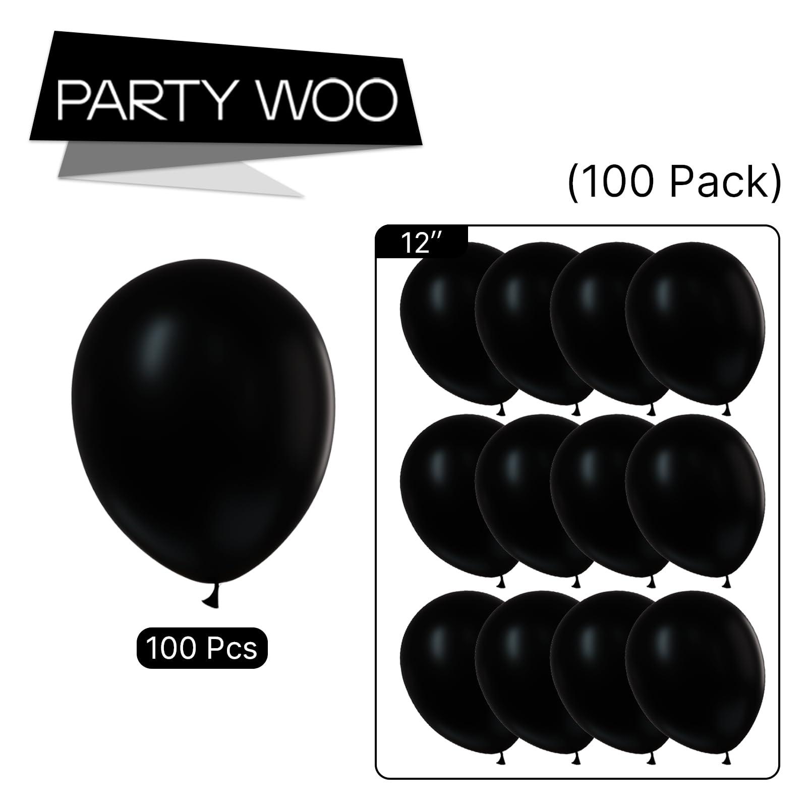 PartyWoo PartyWoo Metallic Rose Gold Balloons 100 pcs and PartyWoo Black Balloons 100 pcs