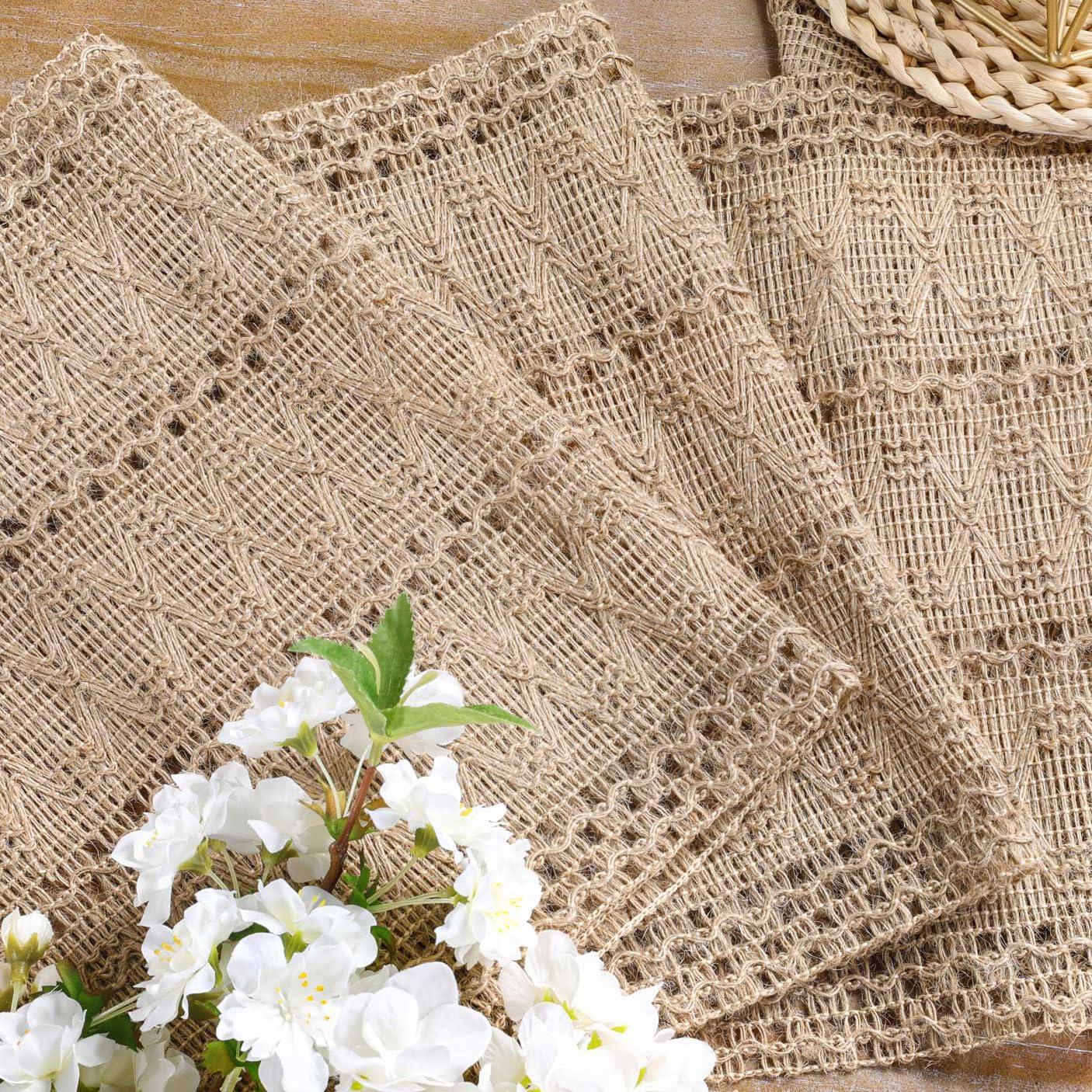 B-COOL B-COOL Burlap Boho Table Runner: Woven Boho Table Runner Macrame Farmhouse Table Centerpieces for Dining Room Decor (13x108 Inches)