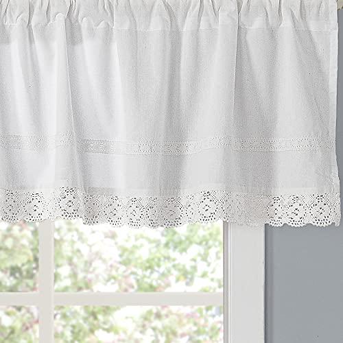 Laura Ashley Laura Ashley Home 222802 Annabella Pole Top Valance, White, 86x15in