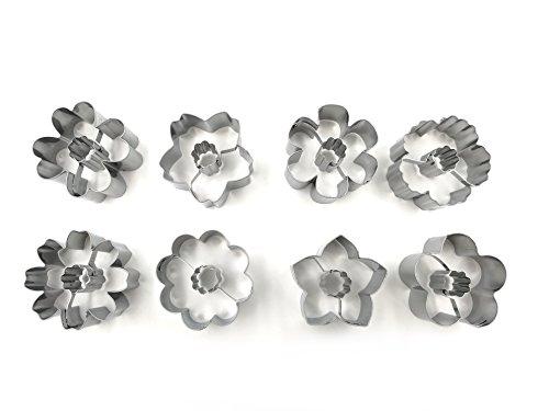 JOKUMO JOKUMO Flower Blossom Cookie Cutters Set 8 PC High Grade 430 Stainless Steel A Truly Unique set for Flower Lovers