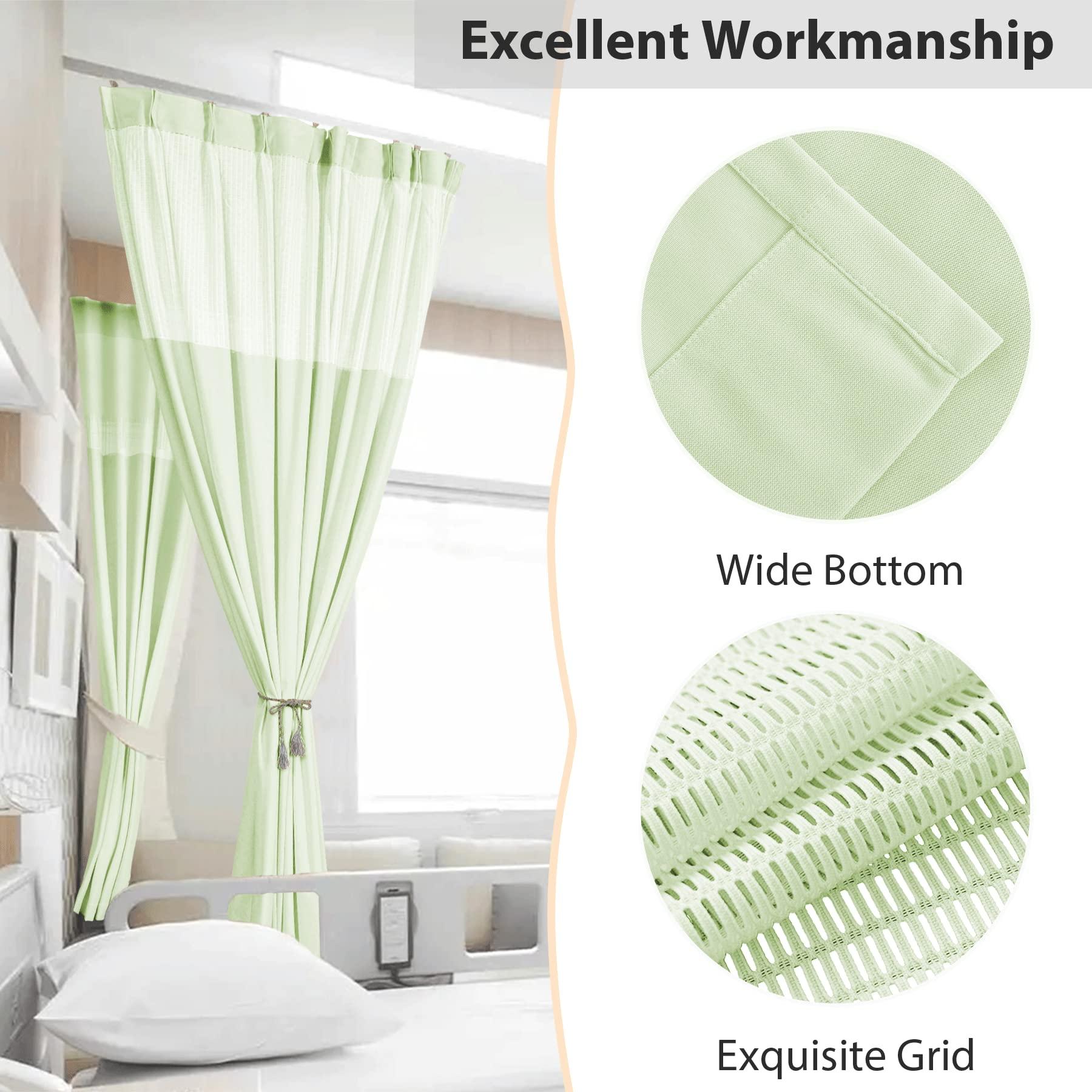 Fcosie Fcosie Extra Wide 15ft Wide x 8.5ft Tall Hospital Room Divider Curtains Pinch Pleat Green, Cubicle Curtain Panel, Medical Grade Privacy Curtain with Mesh Top, Hospital Bed Divider Curtain, 1 Panel