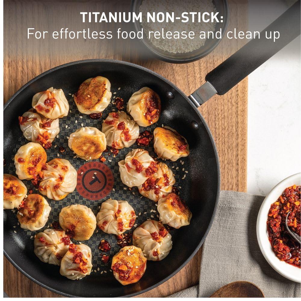 T-fal T-fal Ultimate Hard Anodized Nonstick Fry Pan With Lid 10 Inch, Oven Broiler Safe 400F, Lid Safe 350F, Cookware, Kitchen, Home, Versatile Frying Pan, Skillet, Pots and Pans, Dishwasher Safe, Black