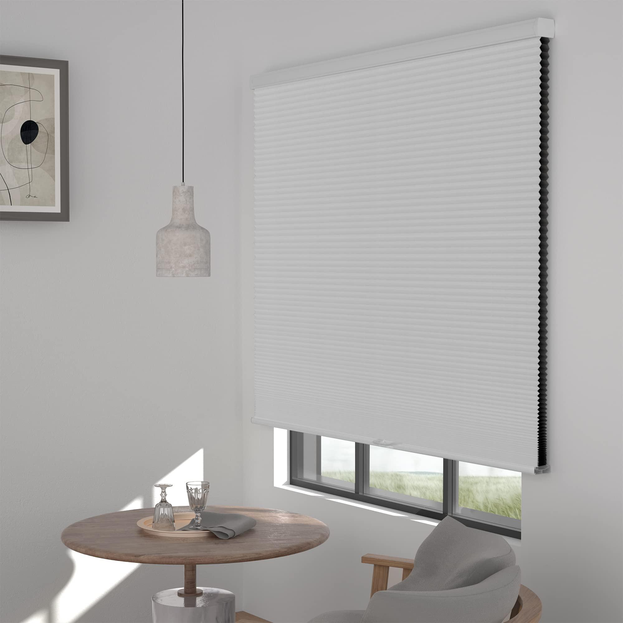 HOTSOON Blackout Cellular Shades Cordless HOTSOON Pull Down Honeycomb Blinds for Window, Home, White, 63" W x 48" H