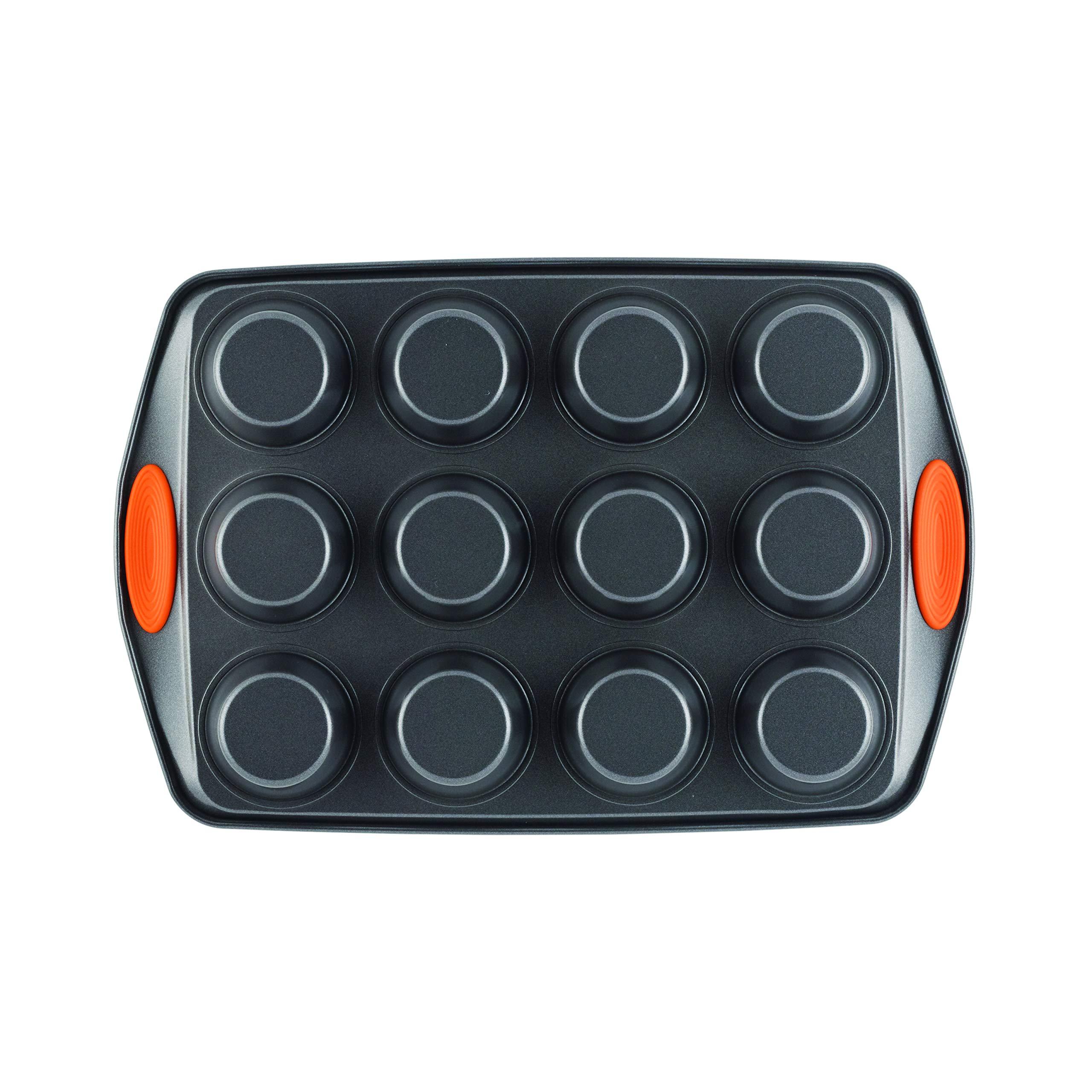 Rachael Ray Rachael Ray Yum -o Nonstick Bakeware 12-Cup Muffin Tin With Grips / Nonstick 12-Cup Cupcake Tin With Grips - 12 Cup, Gray