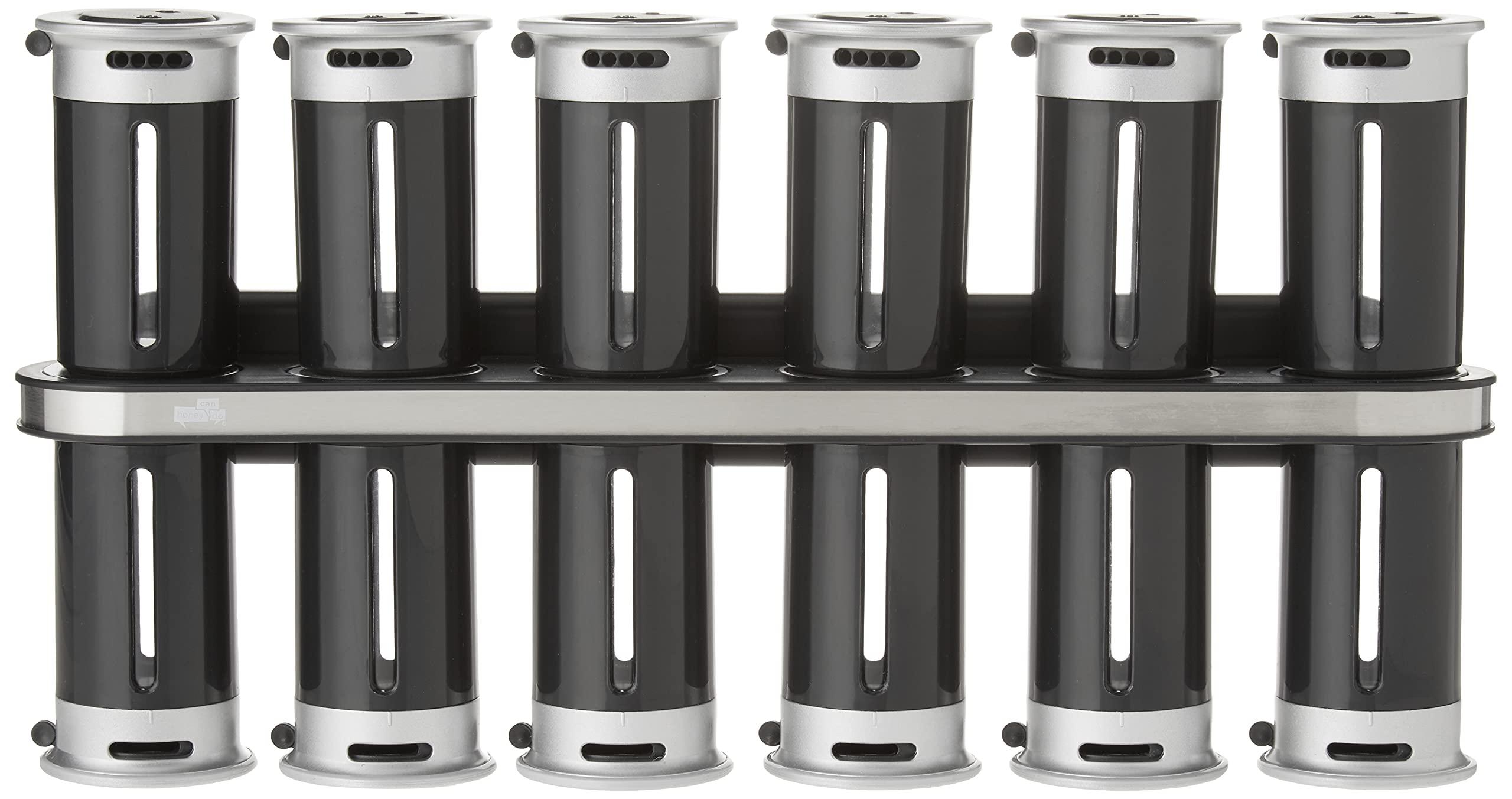 ZevrO Zevro Zero Gravity Wall-Mount Magnetic Spice Rack, Black/Silver - Set of 12