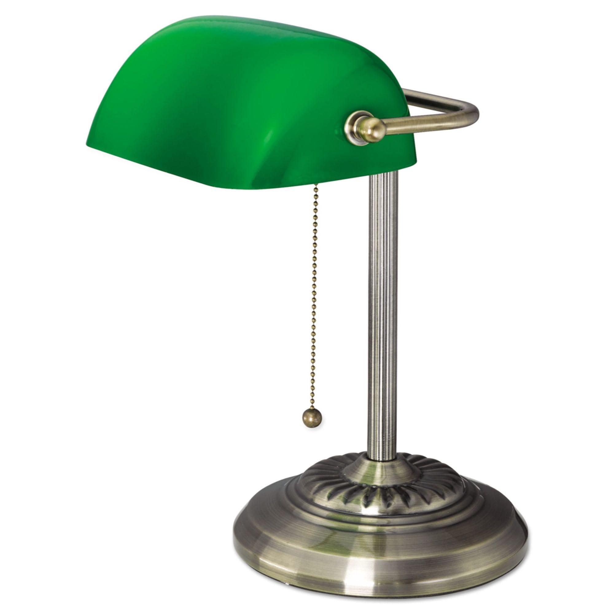 Alera Alera ALELMP557AB Traditional 10.5 in. x 11 in. x 13 in. Banker\'s Lamp - Antique Brass/Green