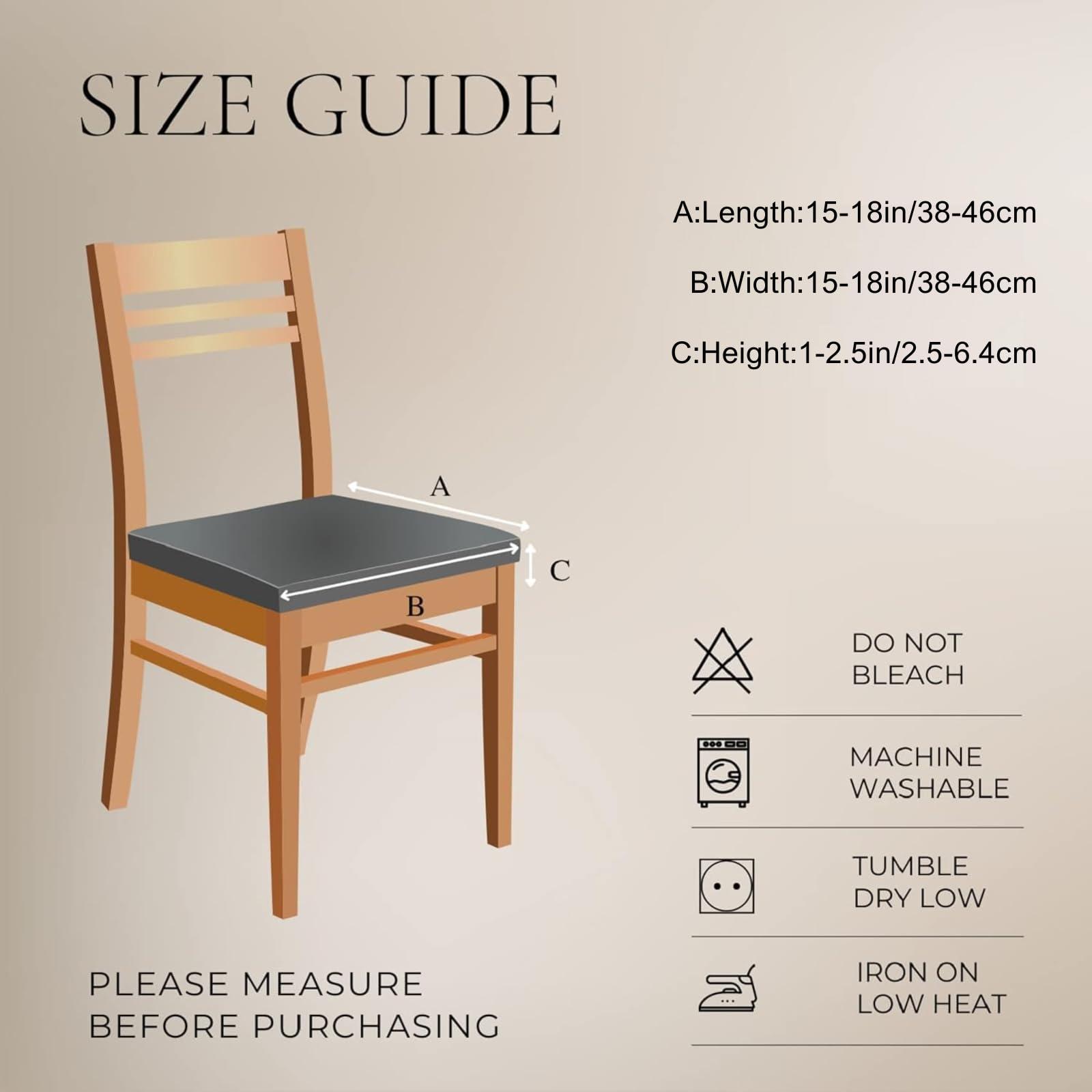 SearchI SearchI Waterproof PU Leather Seat Covers for Dining Chairs, 4 Pack Stretch Dining Room Chair Seat Covers, Kitchen Chair Seat Covers Protectors (Blue)