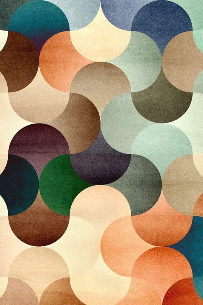 MeganJDesigns Orange Blue Grey Modern Abstract Art Deco Area Rug for Living Room Bedroom Washable Soft Thick Carpet Under Dining Table No-Slip Indoor Floorcover Runner Rug Pad 5x8