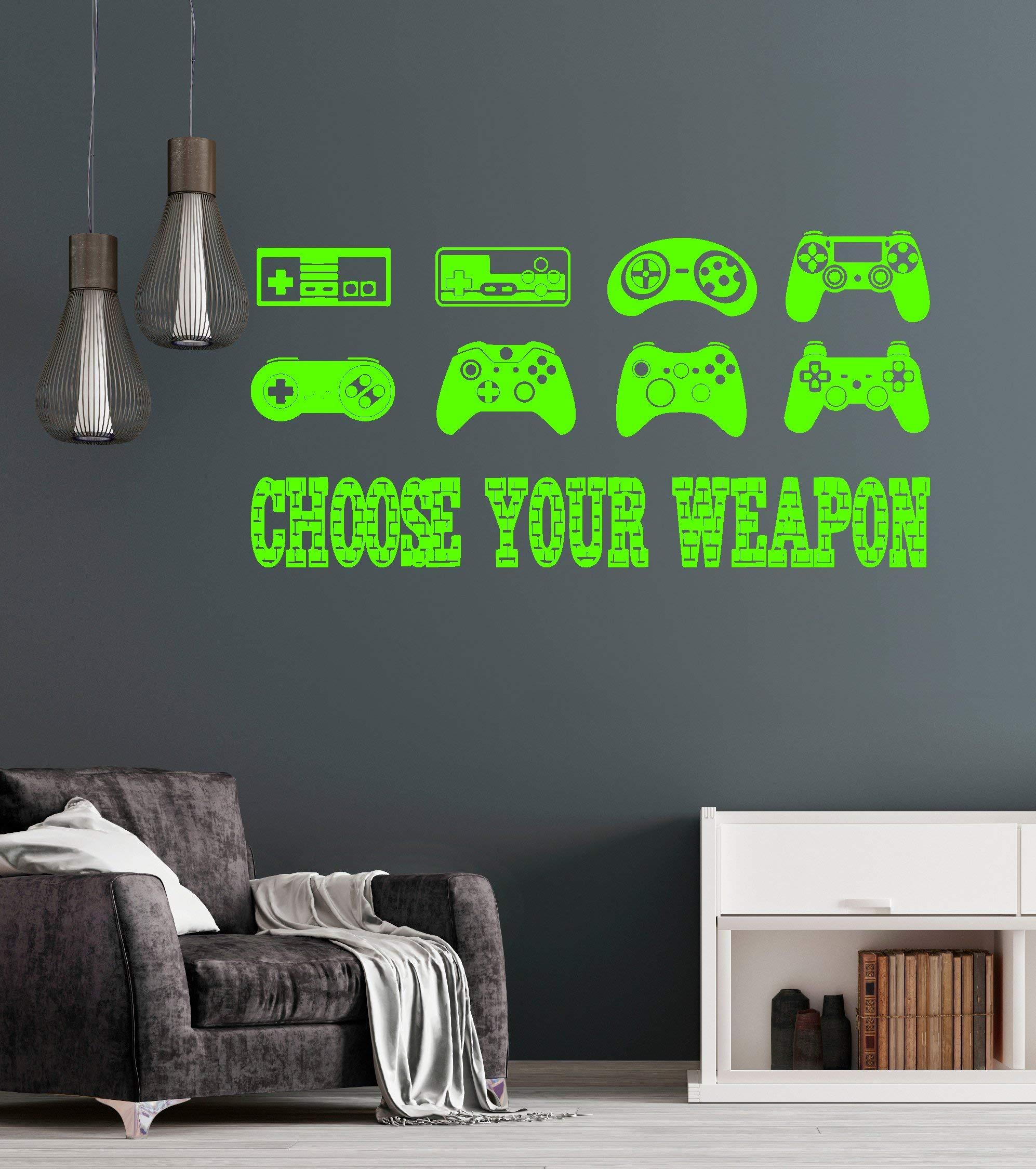WallStickers4ever Large Vinyl Wall Decal Gaming Quote Joysticks Video Game Stickers Large Decor (ig4500) Grey
