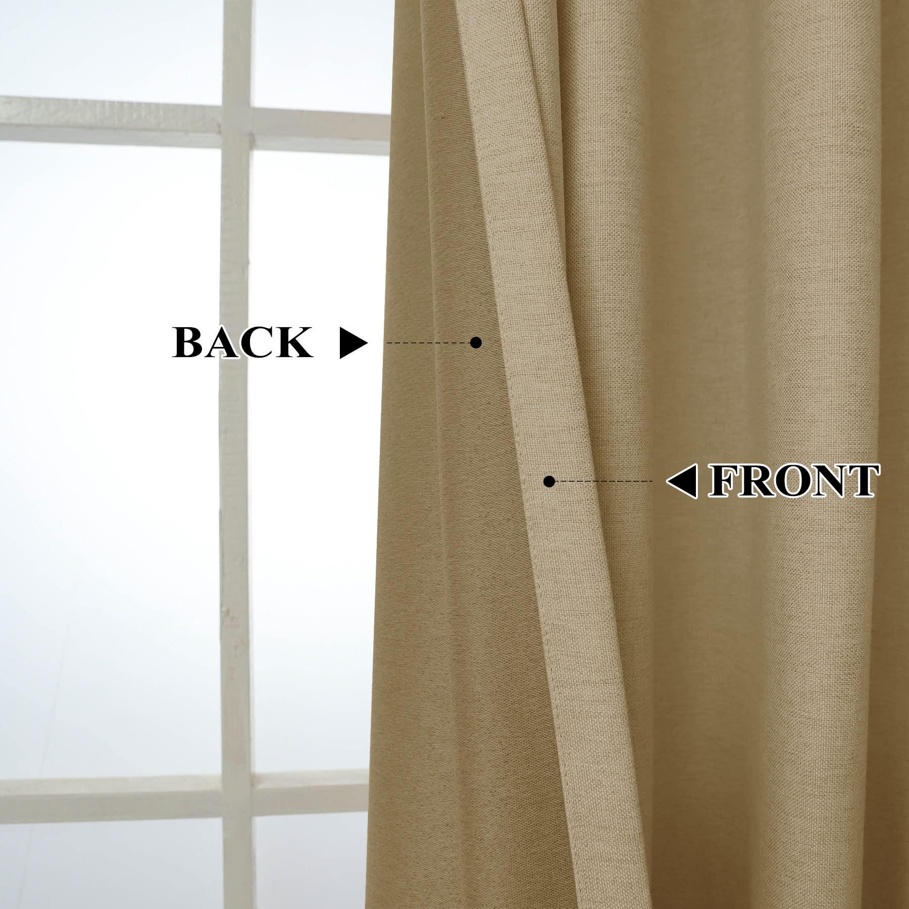 Fcosie Fcosie Extra Long Blackout Curtains Khaki (1 PC) - Flax Linen Drapes 288 Inches Long - 2 Story High Living Room Drapes Window Panel - Thermal Insulated Grommet Top Draperies, 50" W x 288" L