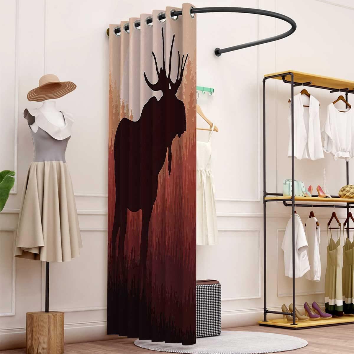 HomeLoft Basics Moose Kitchen Window Curtains Over Sink Red Brown Bedroom Curtains Living Room Decor,1 Panel,(W) 51 X (H) 51 Inches