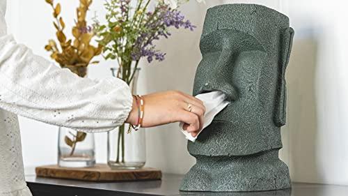 Rotary Hero Rotary Hero - Moai Tissue Box Holder for Bathroom, Bedroom Dressers, Night Stands, Desks and Tables - Grey